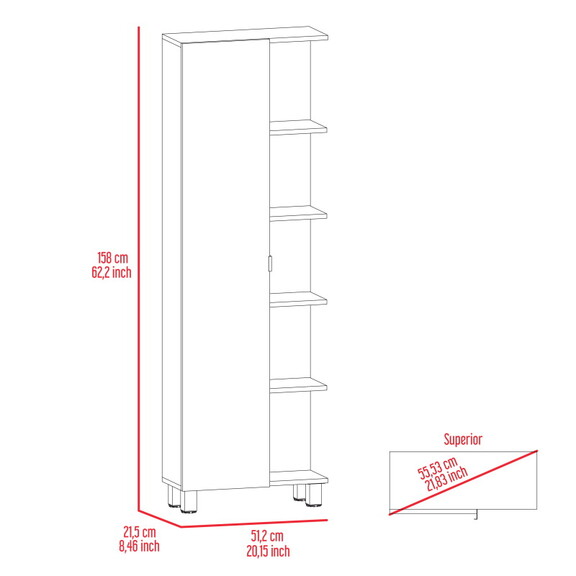 Portland 5 Shelf Linen Cabinet Light Oak B06280251