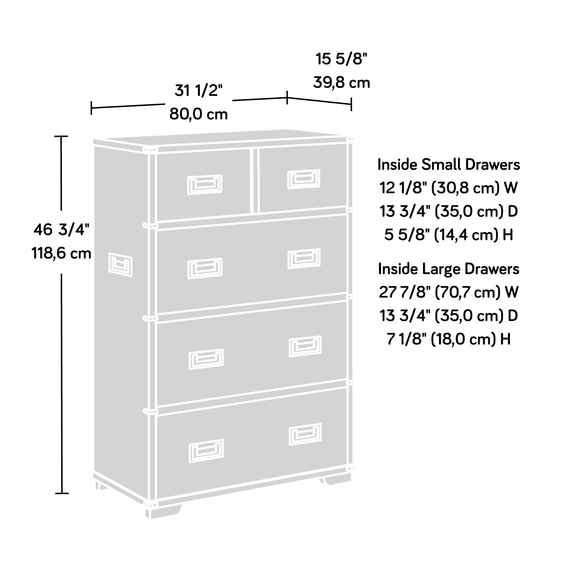 Sauder 422463 Vista Key 5-Drawer Chest, Blaze Acacia? Finish