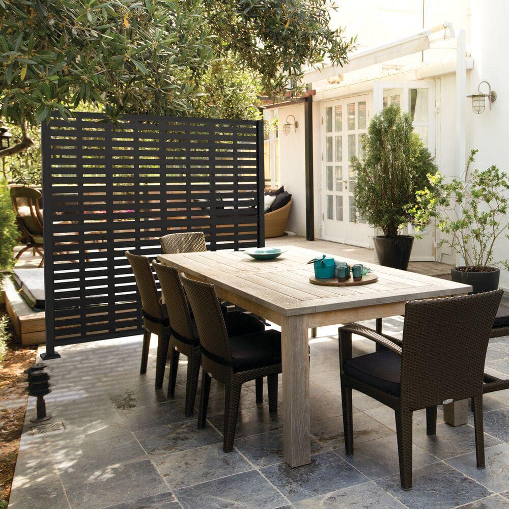 Barrette Outdoor Living 3 ft. x 6 ft. Matte Black Frame Kit with Boardwalk Black Decorative Screen Panel 73032562