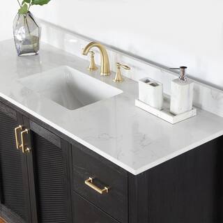 Altair Hadiya 60 in. W x 22 in. D x 34 in. H Bath Vanity in Black Oak with Carrara White Composite Stone Top 542060S-BO-AW-NM