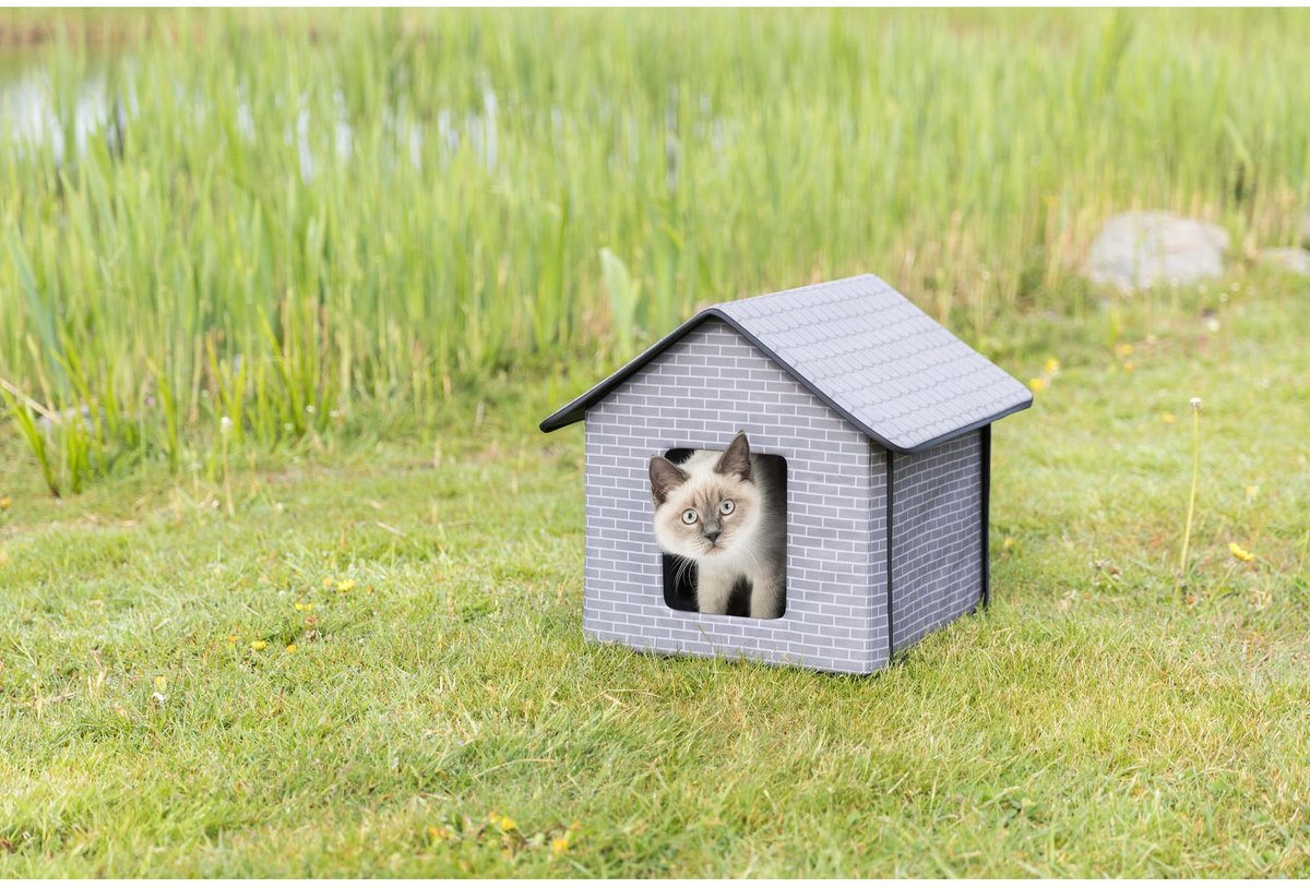 TRIXIE Insulated Outdoor Cat and Dog House， Gray