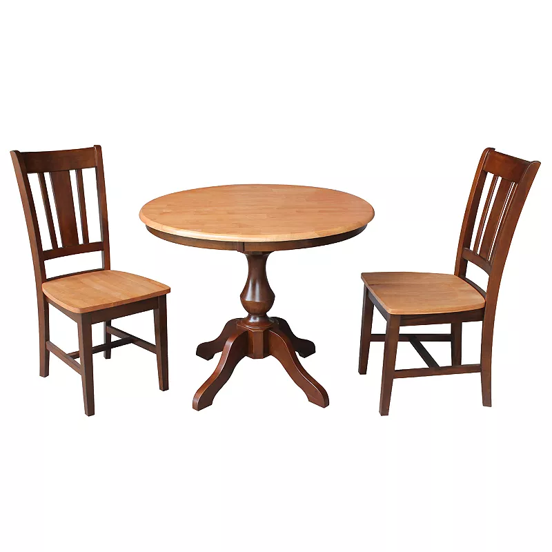 International Concepts Round Pedestal Dining Table and San Remo Chair 3-piece Set