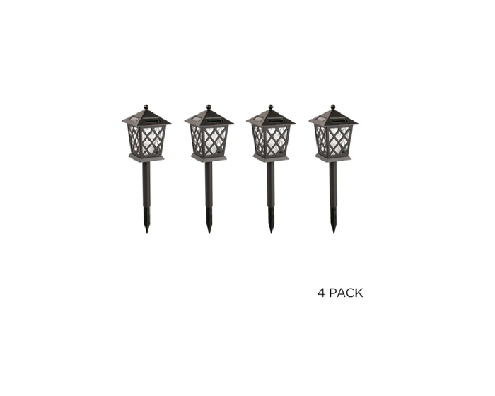 Alpine 16in Solar Pathway Lantern Garden Stake with LED Light， Set of 4 - SCC338SLR-4