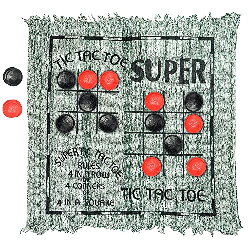 JOYIN 3-in-1 Vintage Giant Checkers and Tic Tac Toe Game with Reversible Mat (30