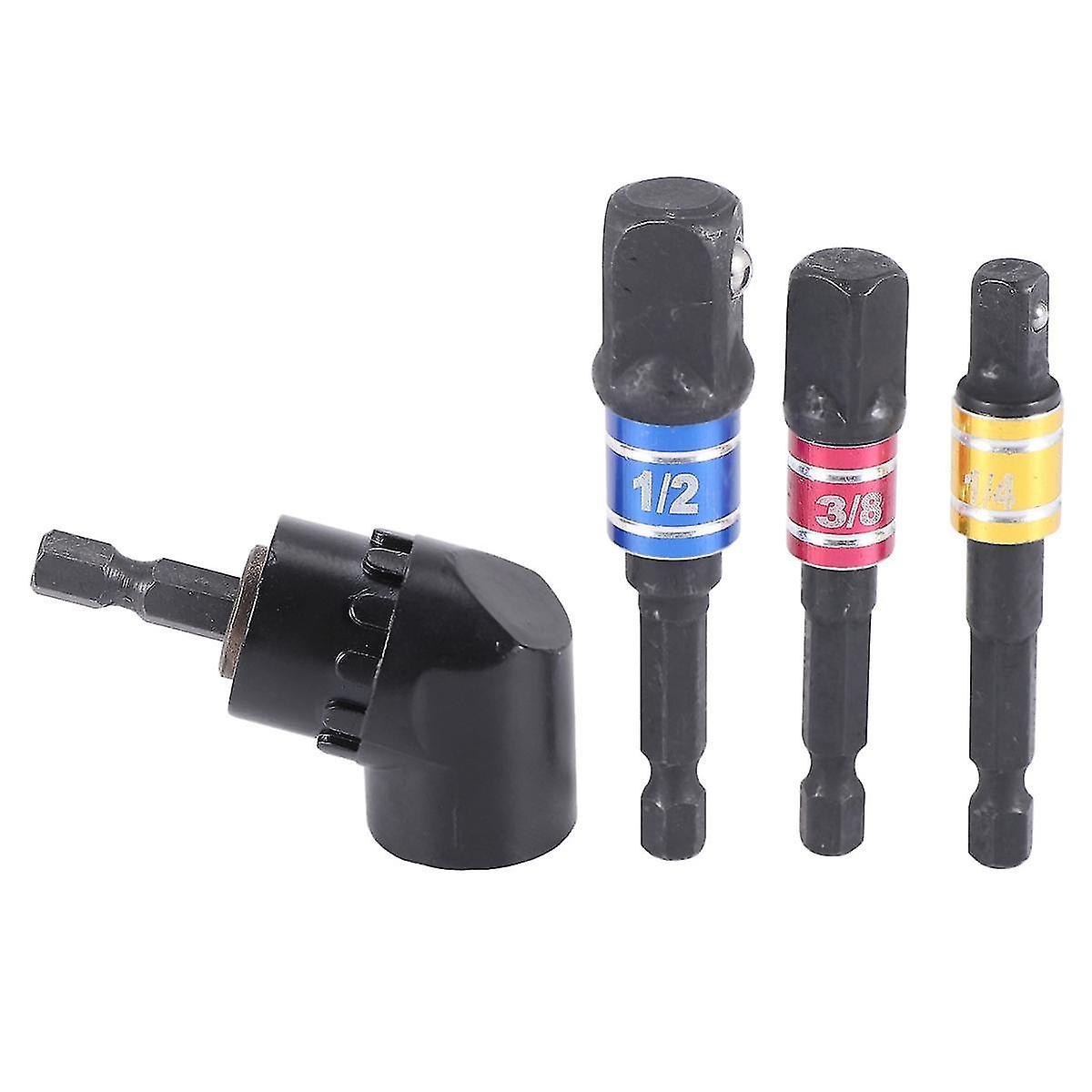 Impact Grade Driver Sockets Adapter Extension Set Drill Bit Right Angle Drill， 3pcs Socket Adapter