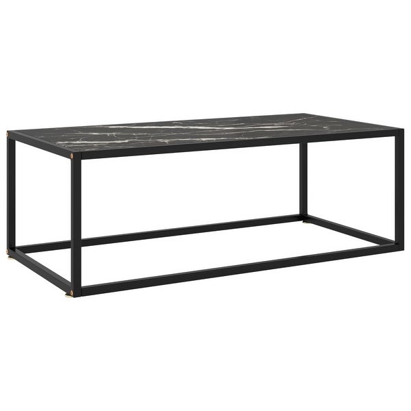 vidaXL Coffee Table Black with Black Marble Glass 39.4