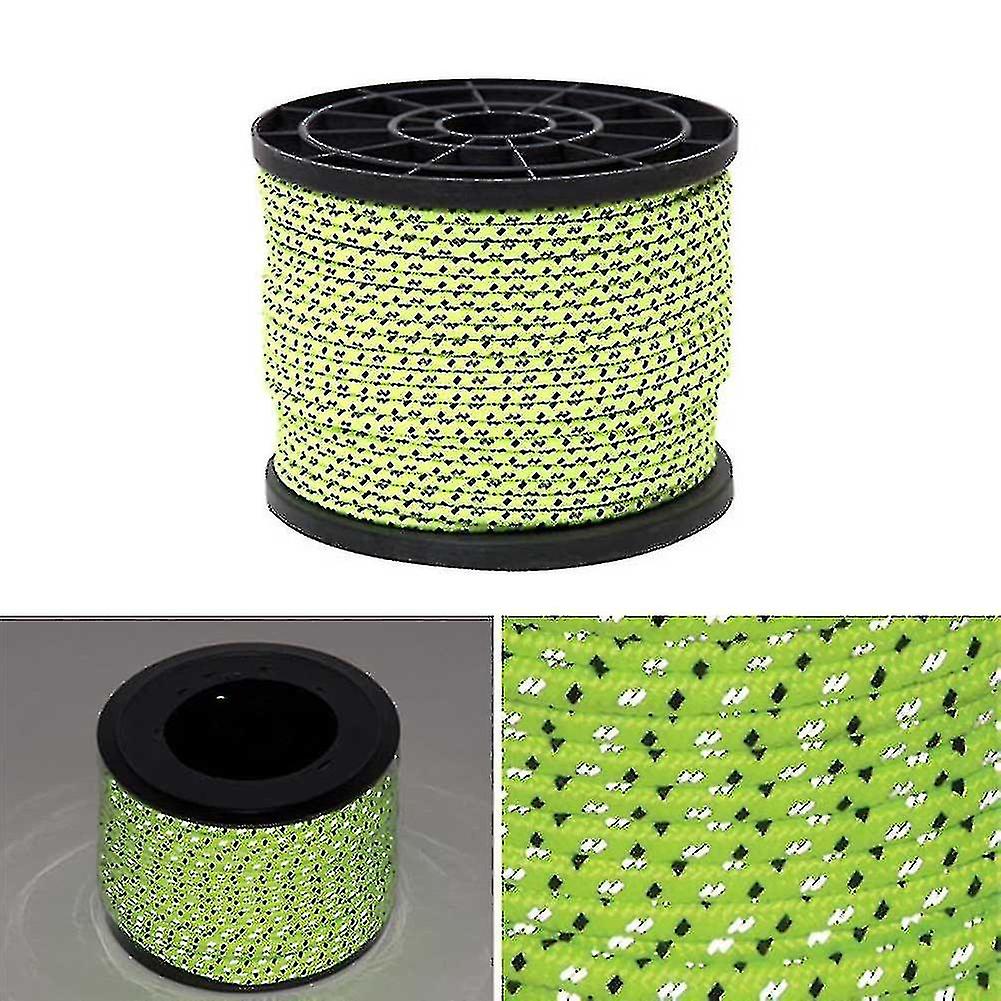 50m Reflective Tent Rope Outdoor Sport Camping Clothesline Paracord Canopy(1pcs， Green)