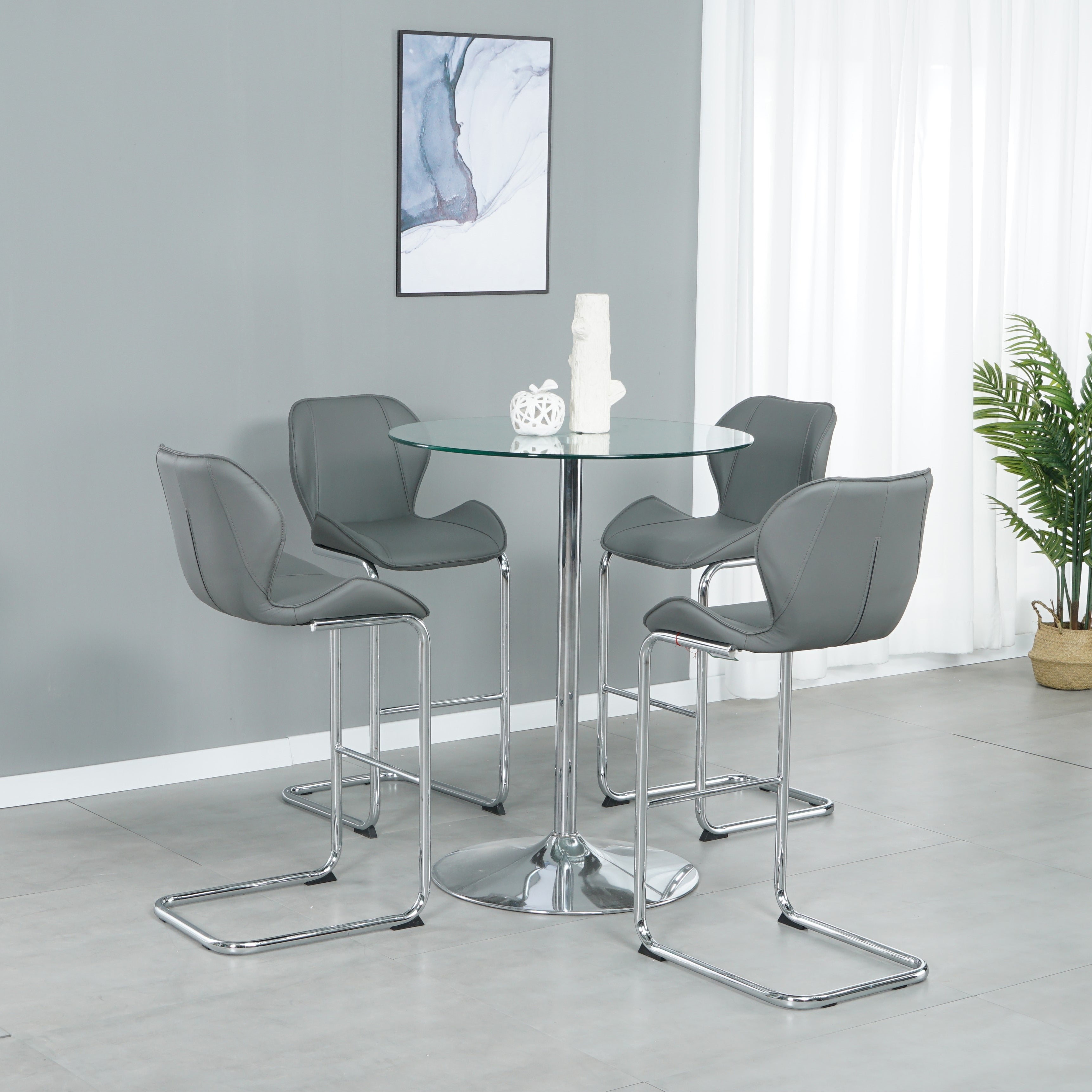 Bar Chair Modern Design with Metal Legs，Set of 4 ，Soft and Comfortable Easy to Assemble for Dining and Kitchen