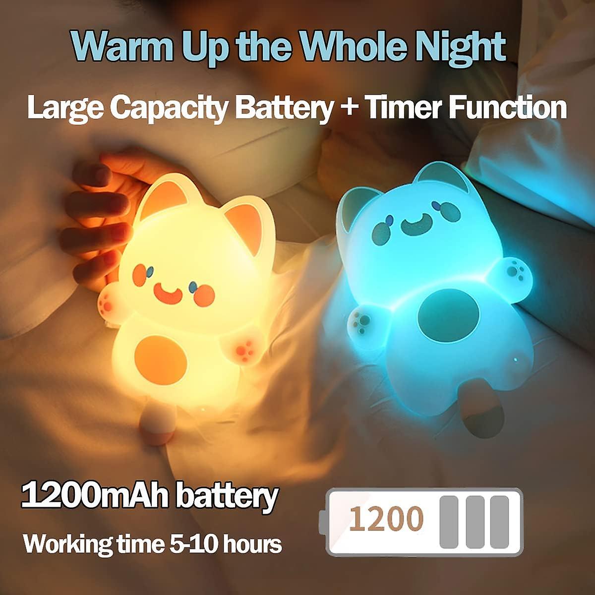 Cute Squishy Cat Wall Lamp， Kawaii Animals Silicon Light Up For Boys And Girls， Led Decor Nightlight For Toddler Bedroom And Kid Room.blue