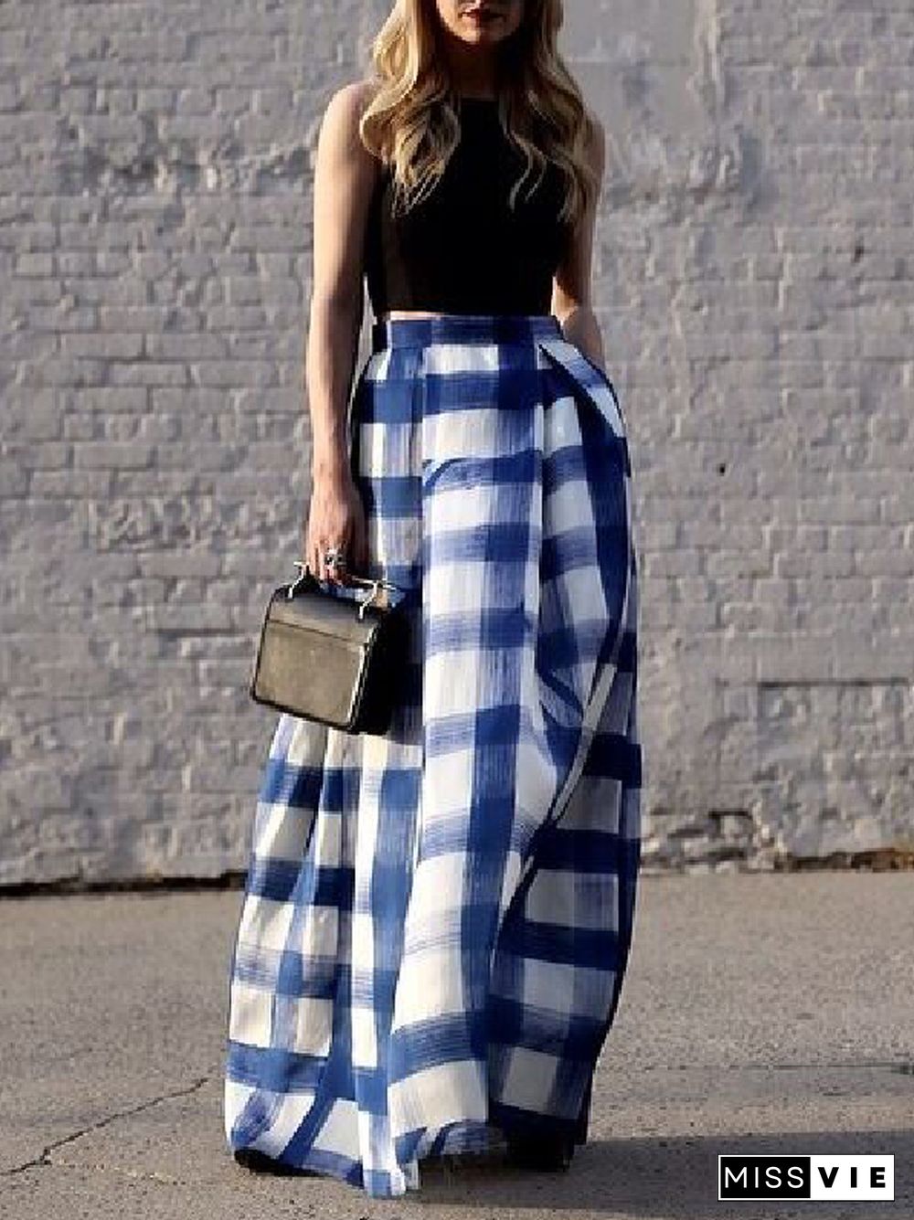 Loose Plaid Printed Skirts Bottoms