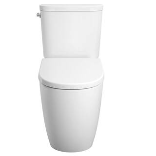 GROHE Essence 2-piece 1.28 GPF Single Flush Elongated Toilet with Left Hand Trip Lever in Alpine White Seat Included 39675000