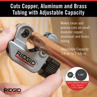 RIDGID 14 in. to 1-18 in. 101 Close Quarters Copper Aluminum Brass and Plastic Tubing Cutter Multi-Use Tubing Tool 40617