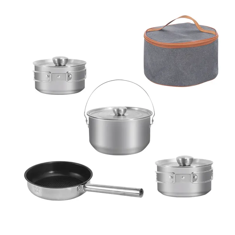 Factory TOP Seller Outdoor Camping Cookware Portable Picnic Pot Pan Camping Cooking Set For Outdoor Hiking Family cooking sets