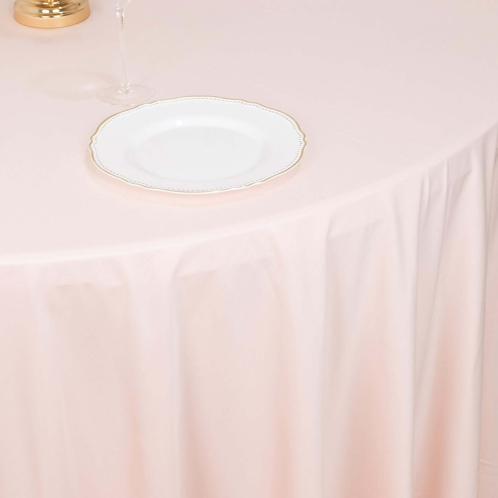 Blush Premium Scuba Round Tablecloth, Wrinkle Free Polyester Seamless Tablecloth 120