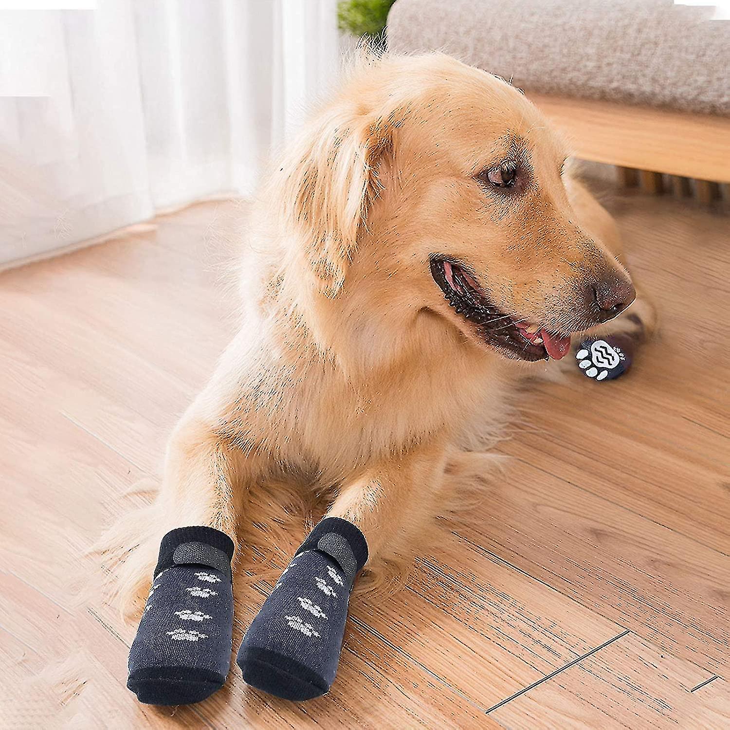 2 Pairs Anti Slip Dog Socks， Dog Grip Socks With Straps Traction Control For Indoor On Hardwood Floor Wear