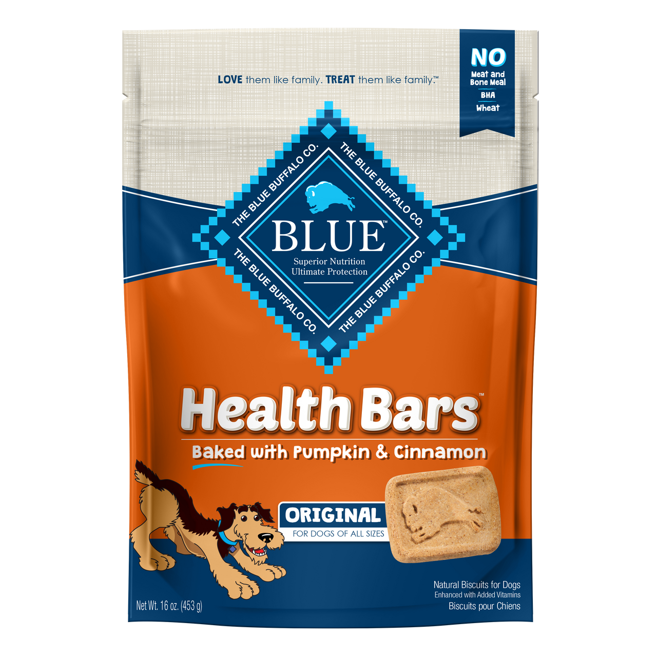 Blue Buffalo Health Bars Baked With Pumpkin and Cinnamon Dog Treats， 16 Oz. Bag