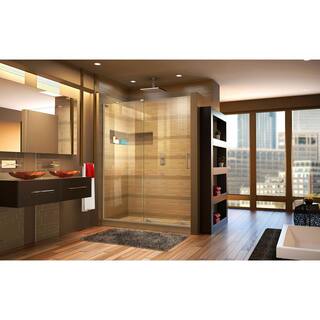 DreamLine Mirage-X 56 in. to 60 in. x 72 in. Semi-Frameless Sliding Shower Door in Brushed Nickel SHDR-1960723L-04