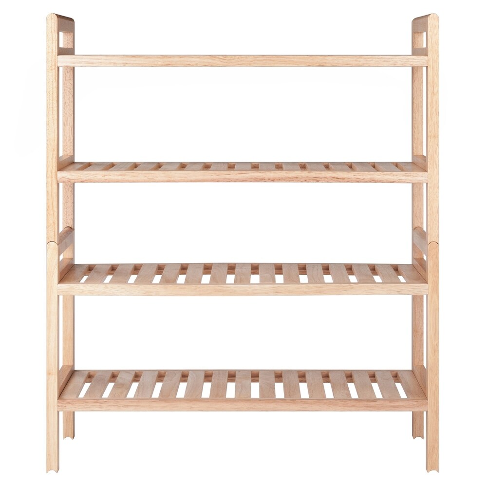 Winsome Mercury Natural Solid Wood Stackable Shoe Rack Set   2 Piece