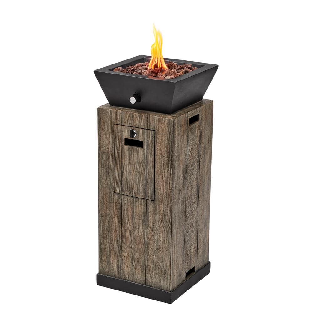 Hampton Bay 29 in. W x 11.8 in. H Square Faux Wood Finish Fire Column FP11074