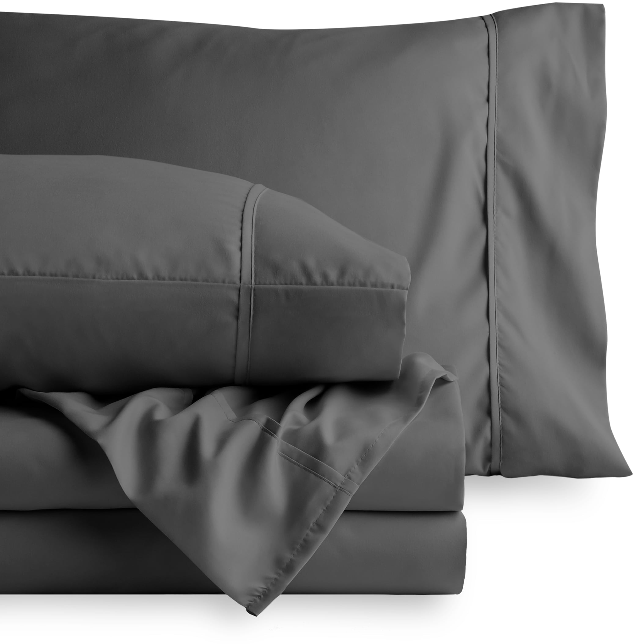 Bare Home Gray Microfiber Sheet Set， Wrinkle Resistant， Deep Pocket， Queen