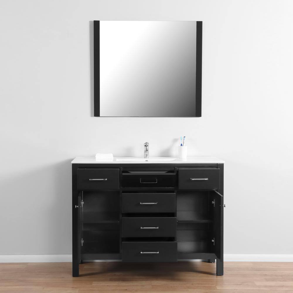 Laguna 48 in. W x 18 in. D Bath Vanity in Black with vanity Top in White with White Basin and Mirror LA-48-C-MB-BL