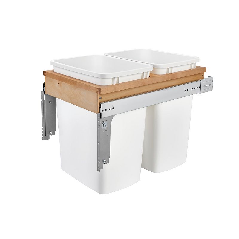 Rev-A-Shelf Double 35-Qt Top Mount Pullout Waste Container， White