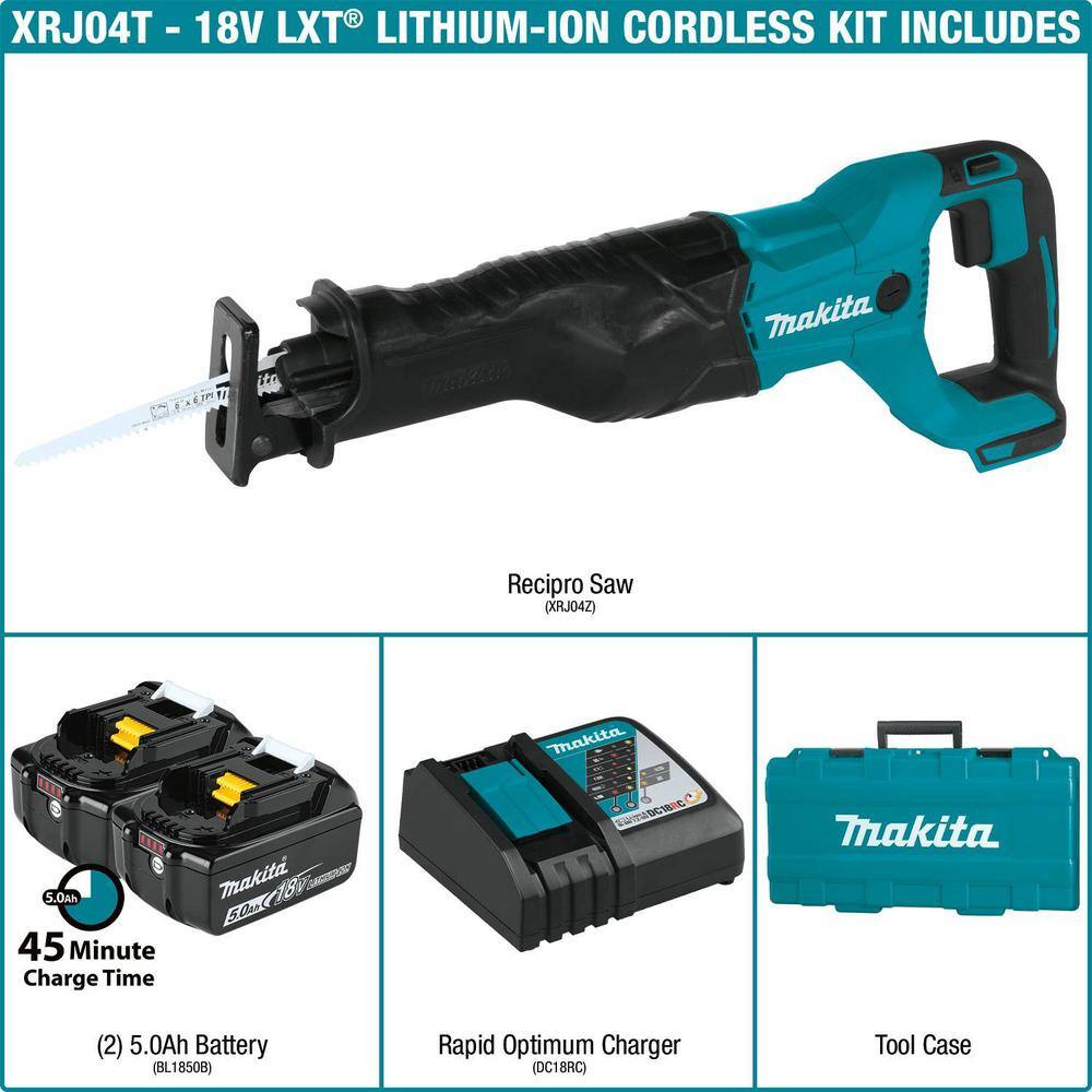 Makita 18V 5.0Ah LXT Lithium-Ion Cordless Reciprocating Saw Kit XRJ04T