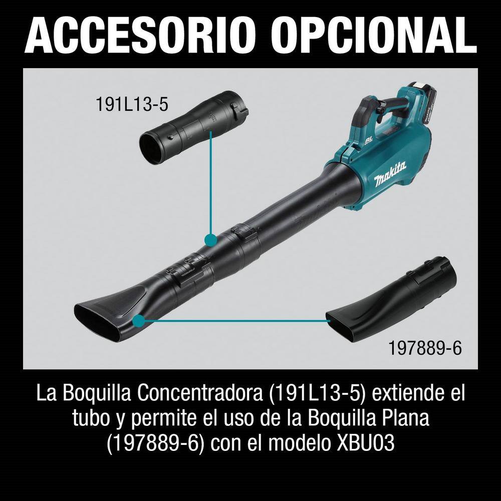 Makita 116 MPH 459 CFM 18V LXT Lithium-Ion Brushless Cordless Leaf Blower Kit with bonus Blower Nozzle and Flat End Nozzle XBU03SM1191L135