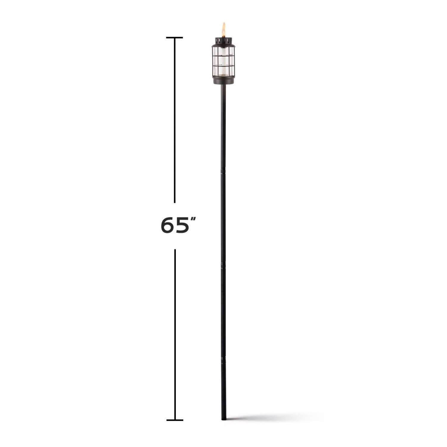 TIKI Convertible Black Metal 65 in. Lantern Outdoor Torch 1 pk