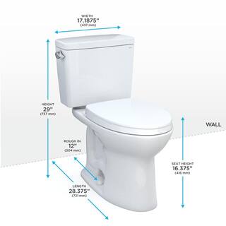 TOTO Drake 2-Piece 1.6 GPF Single Flush Elongated Standard Height Toilet in Cotton White SoftClose Seat Included MS776124CSG#01