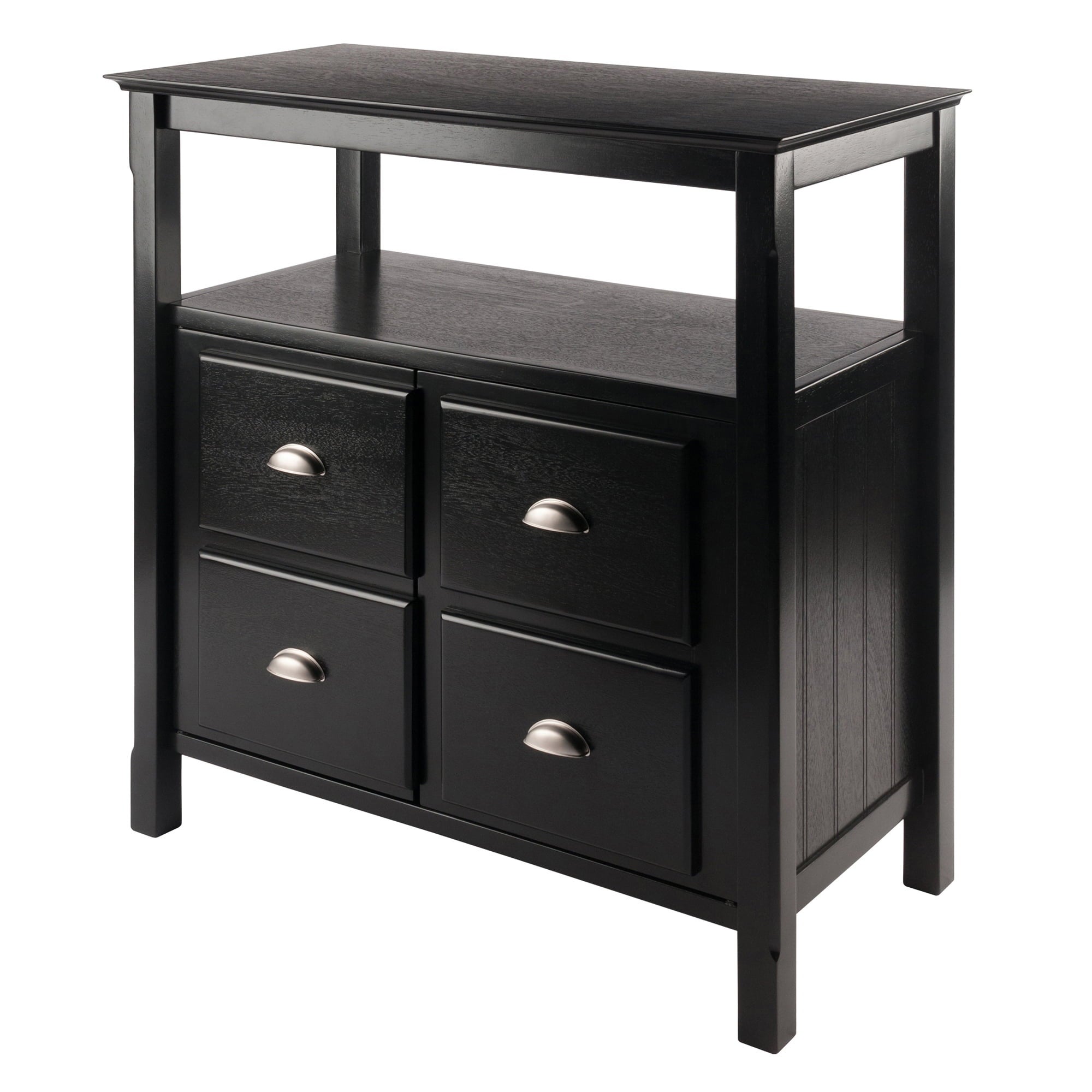 Wood Timber Buffet Cabinet with Two Doors， Black Finish