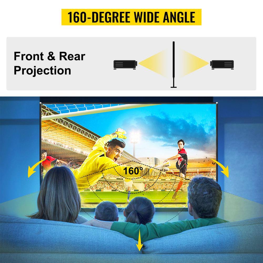 VEVOR 90 in. Outdoor Movie Screen with Stand Portable Movie Screen 16:9 HD Wide Angle Projector Screen for Office Home Theater TYPMYDSTYPM90KXB2V0