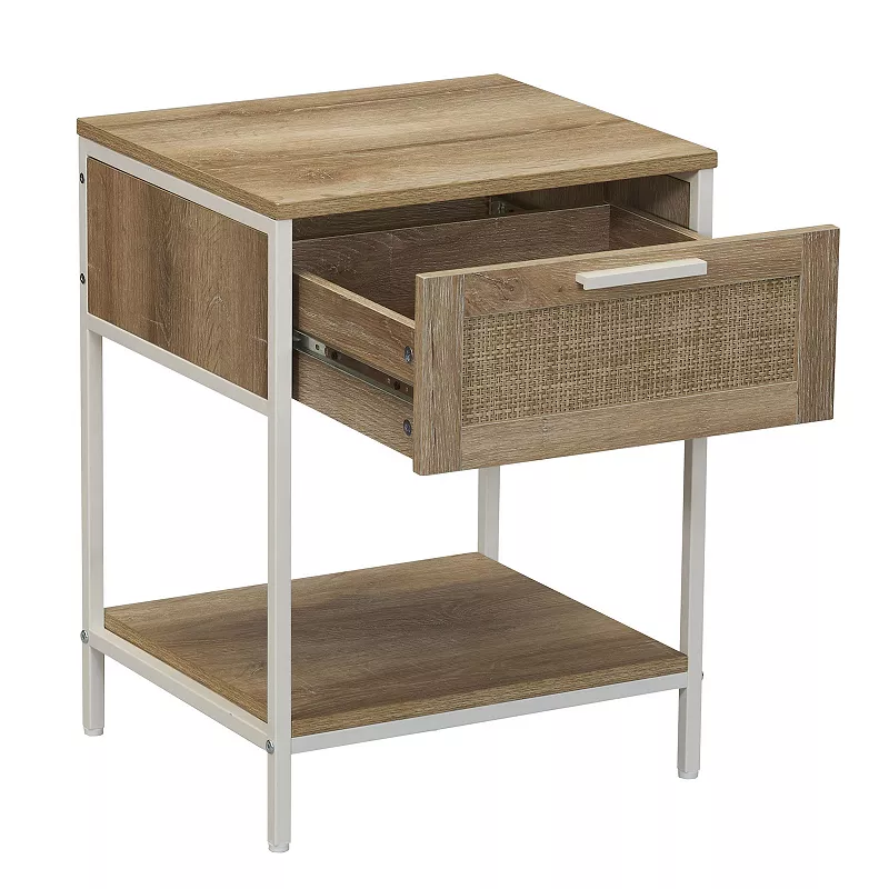 Household Essentials Modern Accent Table with Drawer and Shelf