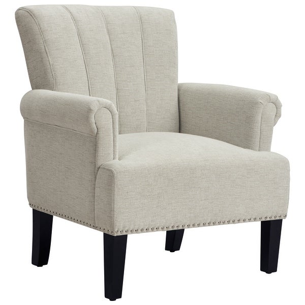 Modern Polyester Accent Chair， Tufted Armchair with Rivet for Living Room Bedroom