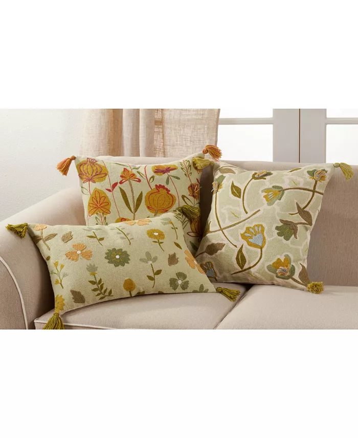 Saro Lifestyle Floral Embroidered Decorative Pillow， 20