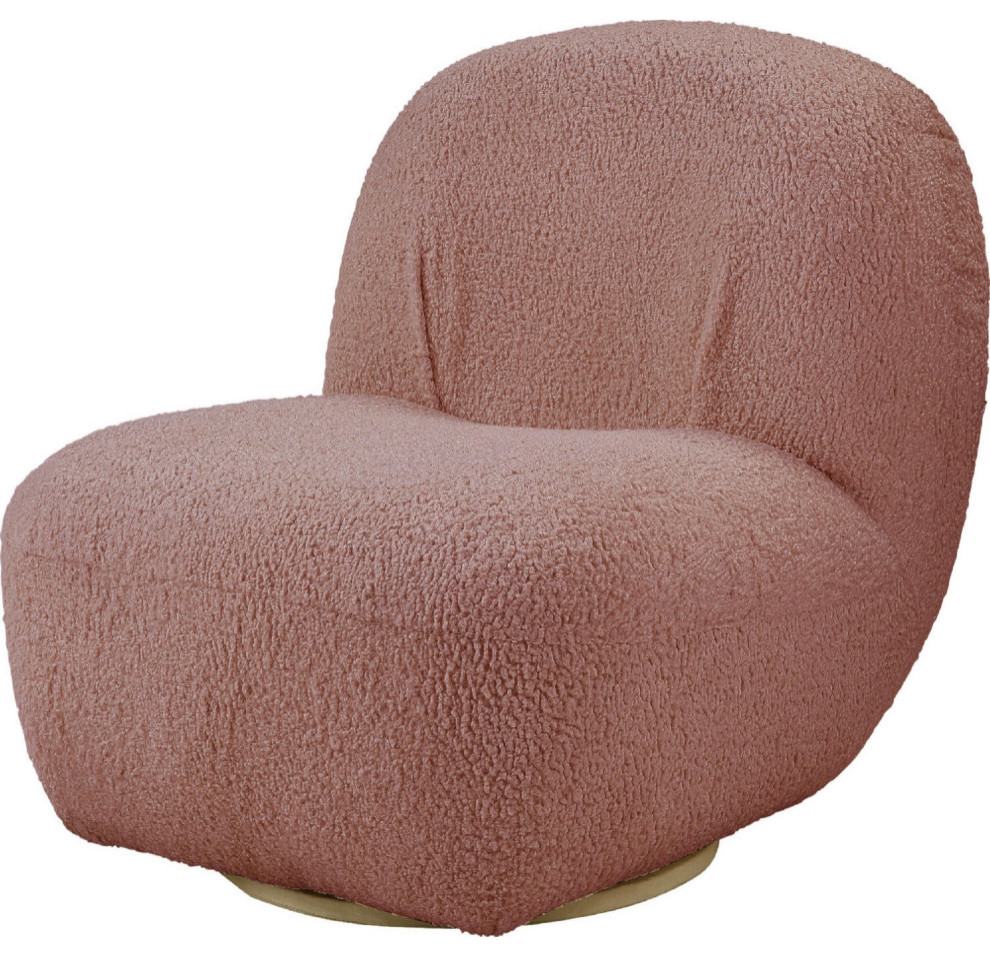 27 quotTeddy Sherpa Fabric Curved Accent Chair  Swivel Function  Pink   Contemporary   Armchairs And Accent Chairs   by VirVentures  Houzz