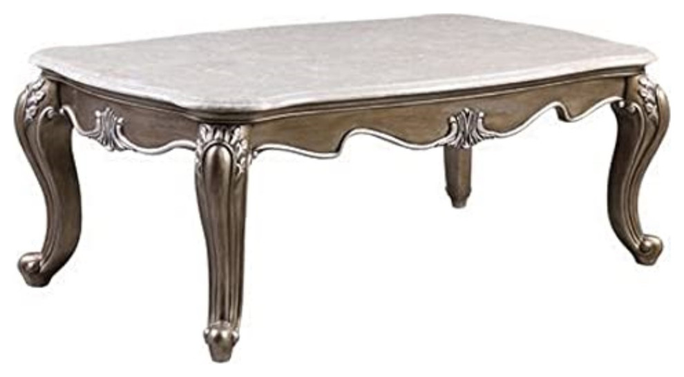 Classic Retro Coffee Table  Ornamental Queen Anne Legs With Elegant Marble Top   Victorian   Coffee Tables   by Declusia  Houzz