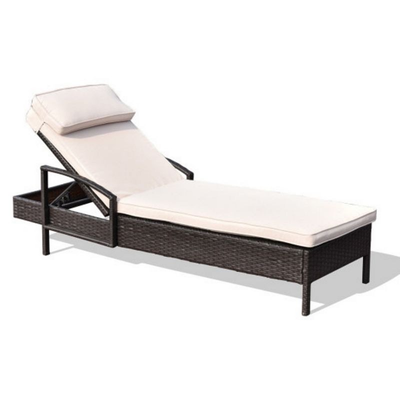 Outdoor Brown Wicker Rattan Sunloungers