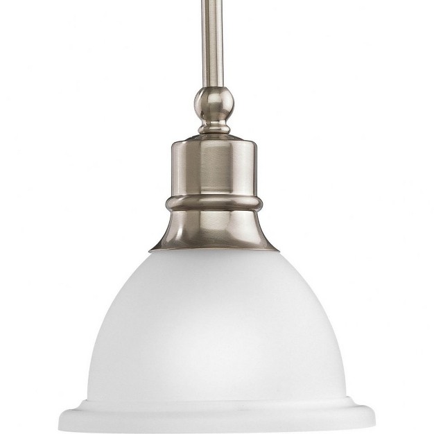 Progress Lighting Madison 1 light Mini pendant Brushed Nickel Etched Glass Shade