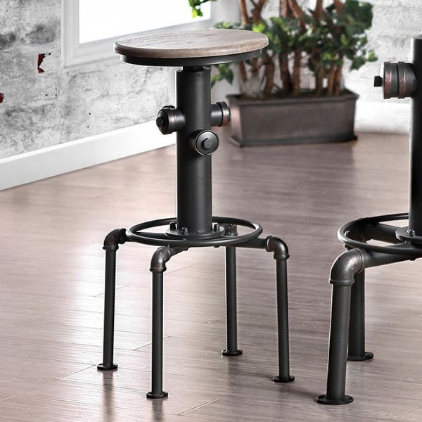 Metal Frame Bar Stool With Wooden Seat In Black And Natural Brown， Set Of 2 - 30 H x 17.5 W x 17.5 L Inches