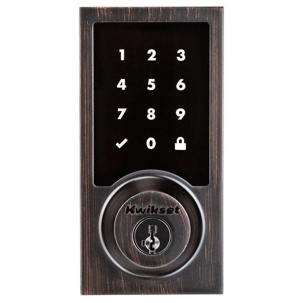 Kwikset Z-Wave SmartCode 916 Touchscreen Contemporary Single Cylinder Venetian Bronze Keypad Electronic Deadbolt with SmartKey 99160-021