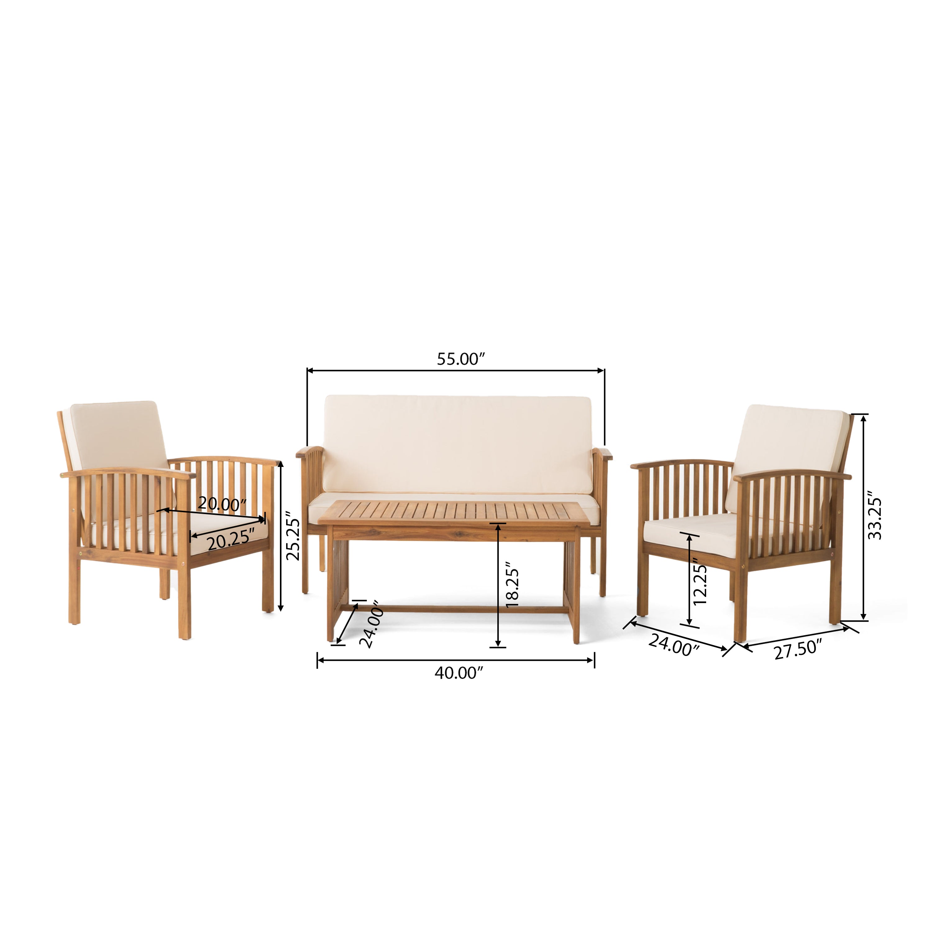 Cape Town Acacia Wood Outdoor Sofa Set