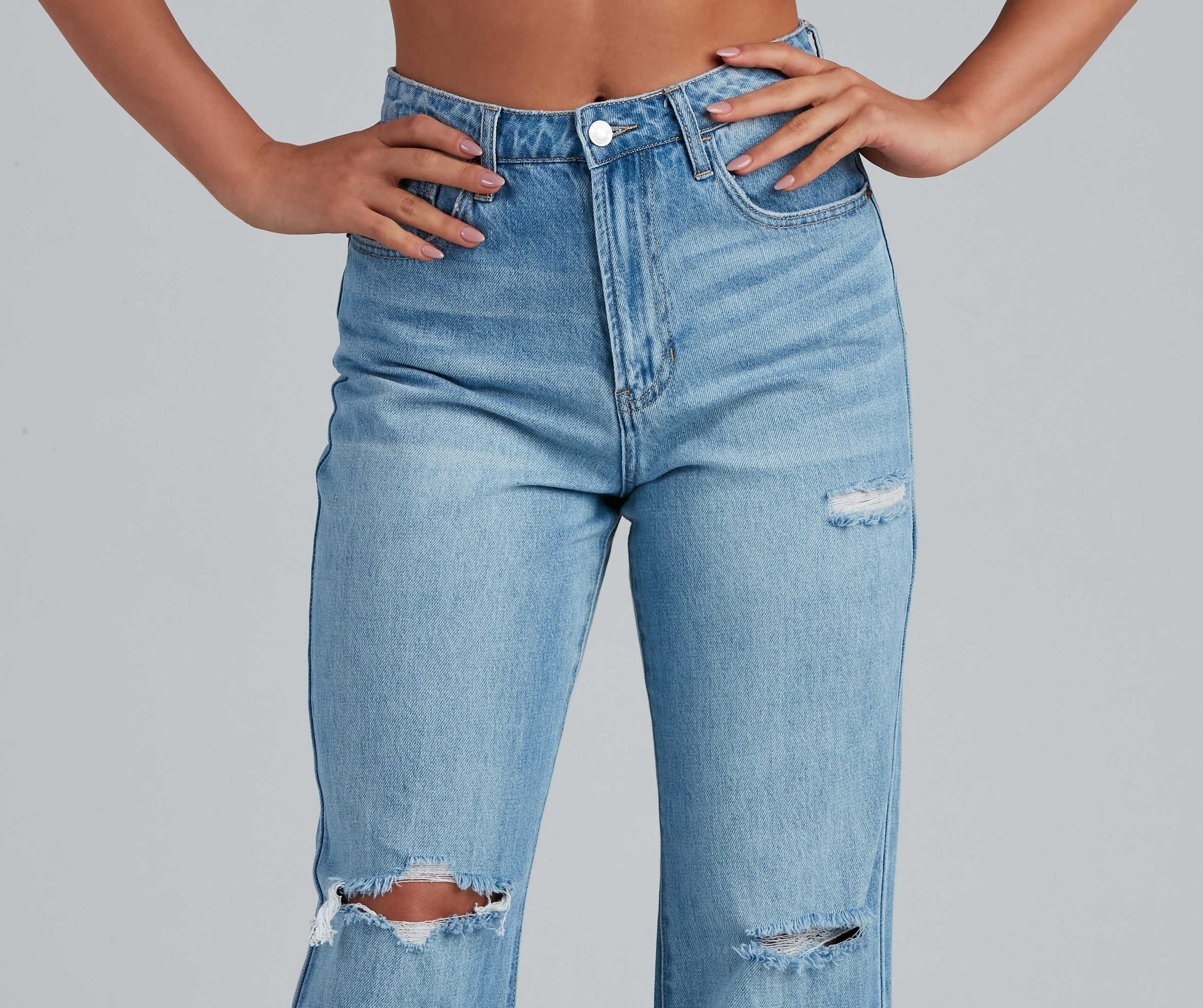 Classic Casual Distressed Boyfriend Jeans