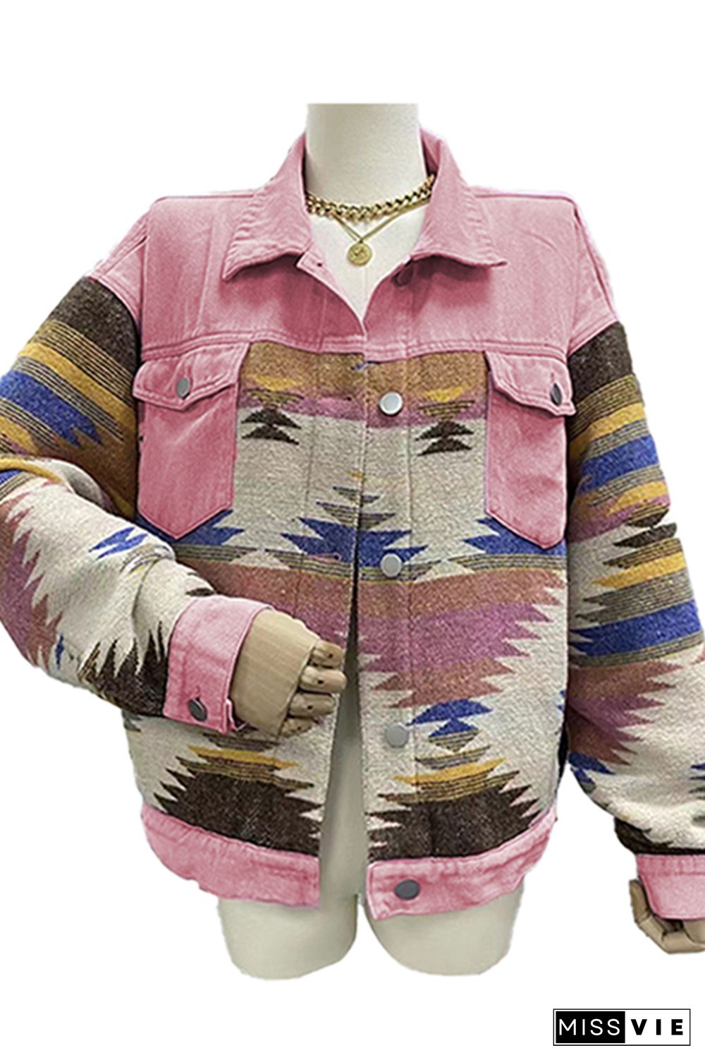 Aztec Patchwork Denim Jacket