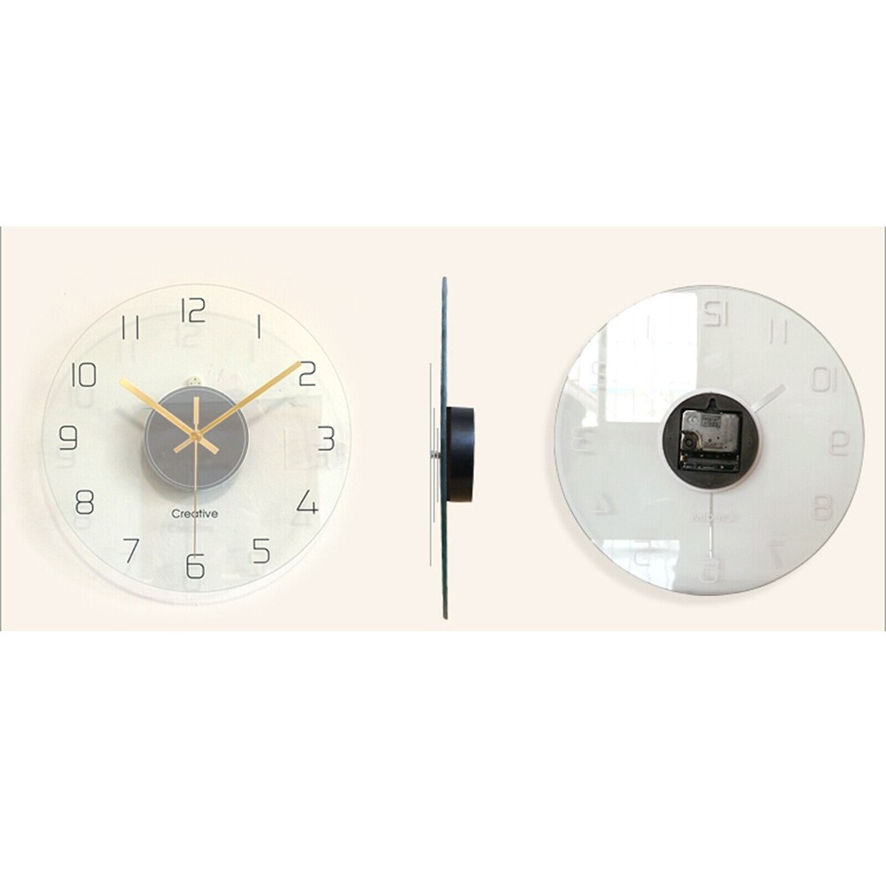 Modern Round Ultra thin Tempered Glass Wall mounted Clock   11.6in