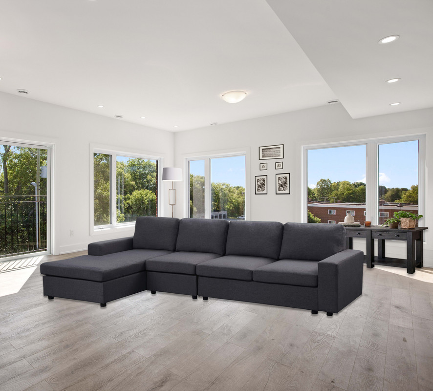 Bailey Sofa With Reversible Chaise  Linen   Transitional   Sectional Sofas   by Lilola Home  Houzz