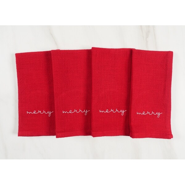 Napkins Holiday Red Embroidered Monaco