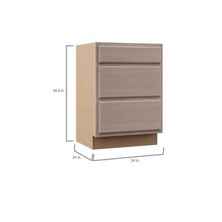 Hampton Bay Hampton 24 in. W x 24 in. D x 34.5 in. H Assembled Drawer Base Kitchen Cabinet in Unfinished KDB24-UF