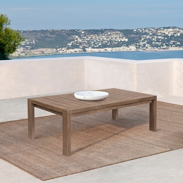 Relic Outdoor Patio Coffee Table in Weathered Eucalyptus Wood