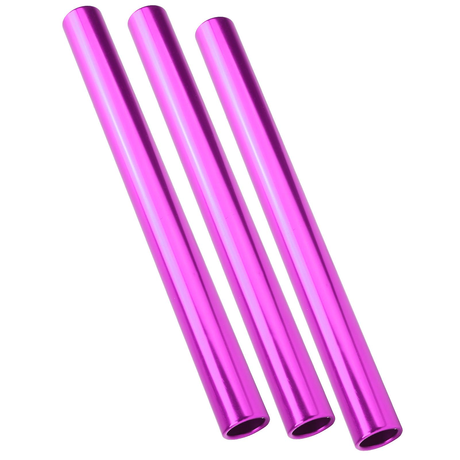 3pcs Aluminum Alloy Electroplating Relay Batons Track And Field Sprint Match Batonspurple